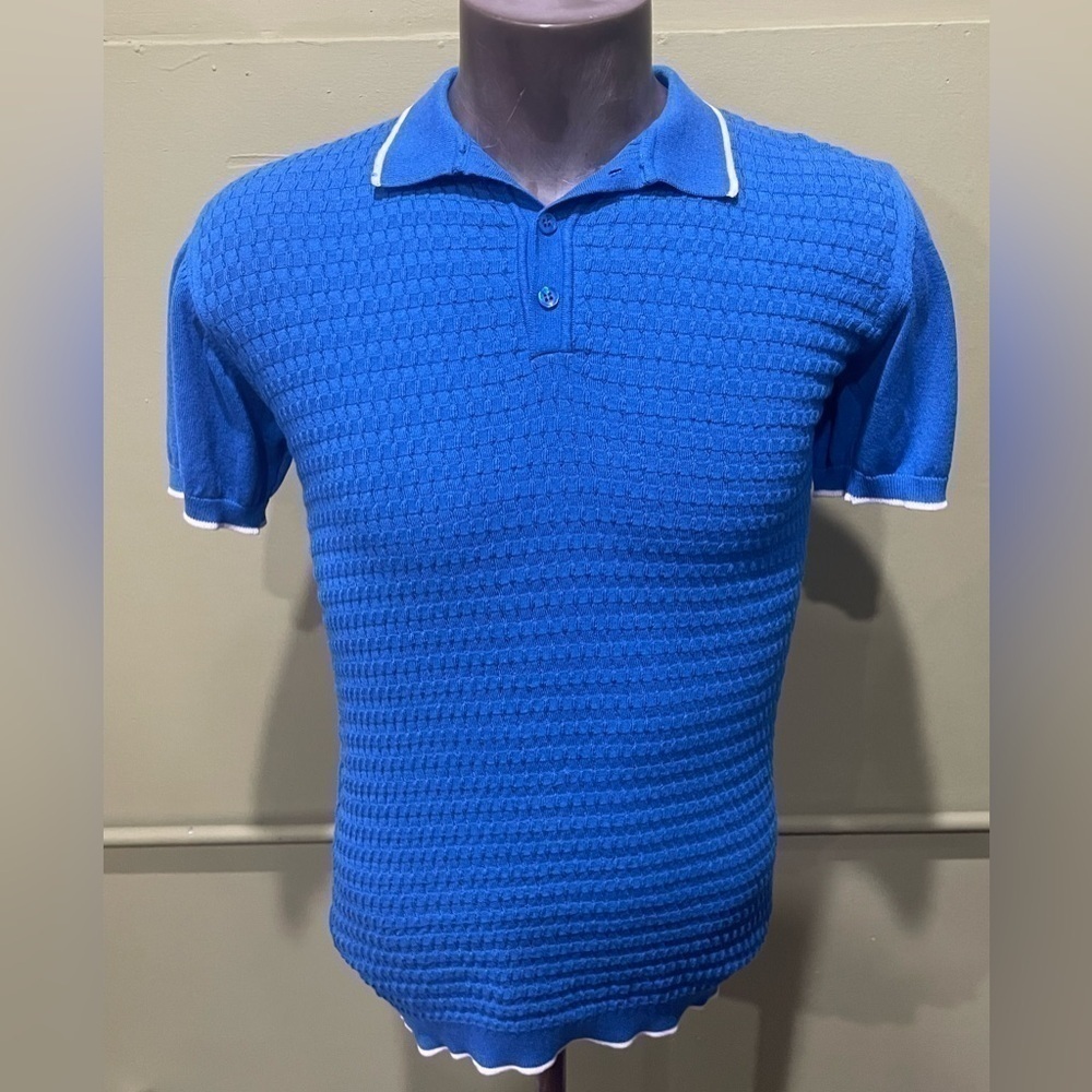 Briani Uomo shirt polo royal blue knit stretch modern fit